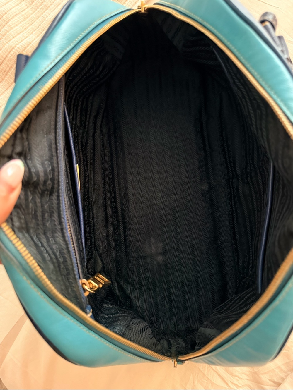 Prada White Saffiano "Bowler Bag" with Gold Hardware - Picture 8 of 11